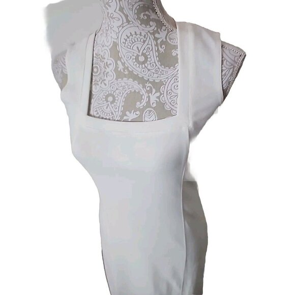 Boston Proper White Sleeveless  Knee Length Sheath Dress XS NWT wedding Shower - Picture 2 of 8